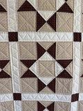 Shades of Brown Classic Star Patchwork Vintage Hand Made Quilt (B)