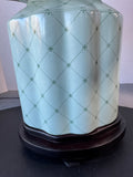 Robin’s Egg Blue Printed Ceramic Urn Lamp (WORKS)