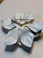Vintage Blue & White Metal Flower Pin