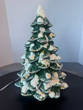 Vintage Snowy Ceramic Lighted Christmas Tree NO BULBS
