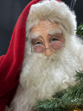 Ditz Designs Signed & Numbered Handcrafted Father Christmas with Lighted Tree & Bear (WORKS)