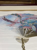 Ribbon Fan by Woodworth; Signed (Paper is Wavy Under Glass)