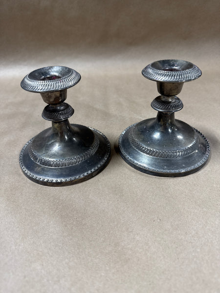 Pair Of Silver Plate Candle Stick Holders