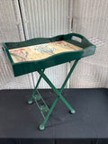 Green 2-Piece Metal & Wooden Tile Top Tray Table