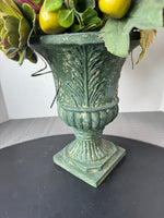 Faux Floral, Fruit & Artichoke Arrangement in Resin Urn