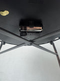 Glass Top Metal Scroll Clock Side Table (WORKS)