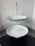 Ashland Farmhouse Style Distressed White Metal 2-Tier Display