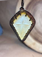 Sterling & Glass Pendant with Cross Impression