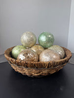 Round Woven Basket with Decorative Spheres