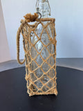 Jute Wrapped Metal Wire Wine Bottle Caddy with Bottles