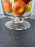 XL Clear Glass Pedestal Hurricane with Faux Fruit Arrangement