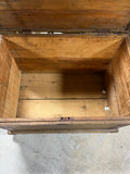 Antique Wooden Trunk with Metal Accents on Casters