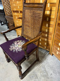 Cane Back Arm Chair with Needlework Seat