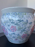 Pastel Floral Asian Inspired Ceramic Fishbowl Planter