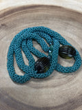 Beaded Turquoise Necklace with Green End Beads