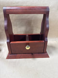 Mahogany Wood Desktop Letter Organizer Box Caddy