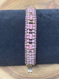 Gold Tone Bracelet with Pink & Purple Stones (Missing One Purple Stone)