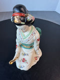 Japanese Porcelain Geisha Figurine with Floral Kimono