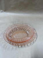 Oval Pink Depression Glass Dish Poinsettia Style