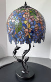 Tiffany Style Cascading Wisteria 2-Way Stained Glass Lamp (WORKS)
