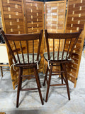 Pair of Swivel Bar Stools (30"H) with Green Plaid Seat Cushions