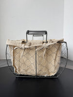 Farmhouse Metal Chicken Wire Basket with Linen Liner