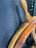 XL Vintage Wooden & Brass Ship’s Wheel