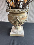Artificial Calathea in Resin Urn