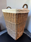 Brown Woven Wicker Hamper with Liner
