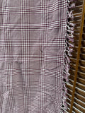 Primitive Purple Plaid Square Table Cloth With Fringe