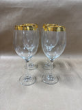 Gold Greek Key Rimmed Wine Goblets - Set Of 4 // 3 Sets Available // PRICED INDIVIDUALLY