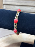 Vintage Gold Tone Bracelet with Coral Scarabs
