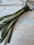 Chicos Faux Purple Pearl & Green Beaded Necklace with Green Velvet Tassel