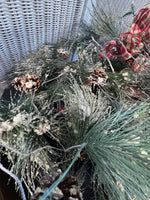 Assorted Lot of Christmas Garland, Candle Rings & Floral Stems