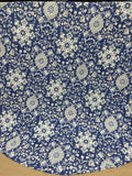 Ralph Lauren Style Blue And Grey Floral Round Table Cloth