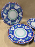 Italian Blue Bird Vietri Campagna Dessert Plates - Set Of 4 // 2 Sets Available // PRICED INDIVIDUALLY