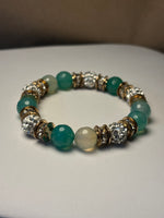 Green, Clear & Sparkly Beaded Bracelet