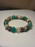 Green, Clear & Sparkly Beaded Bracelet