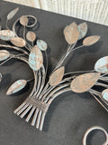 Bronzed & Dusty Blue Metal Scroll Tree Wall Art