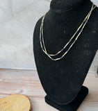 Geometric Rhombus Link Long Silver Tone Chain Necklace
