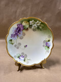 (B) Purple Floral Gold Trim Limoges Saucer Plate
