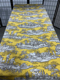 Williams Sonoma Yellow Toile de Jouy Fabric Table Cloth, 68"x90"