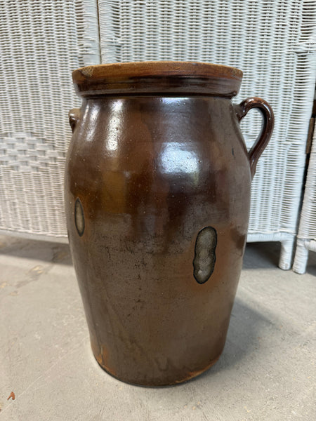 Heavyweight Large Brown O. Henry Style Vintage Stoneware Floor Jug