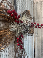 Grapevine Christmas Bow Decor