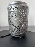 World Market Matte Silver Metal Moroccan Lantern Lamp (WORKS)