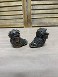 Pair Of Cast Metal Owl Candle Holders