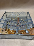 Metal And Glass Mirrored Jewelry Box With Bicycle — Signed By Artist