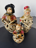 Kirklands 3-Piece Snowman Tealight Luminary Glazed Ceramic Family