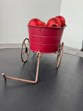 Red Metal Wagon with Red Christmas Ornaments