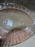 Oval Pink Depression Glass Dish Poinsettia Style